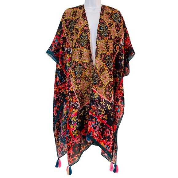Soft Surroundings Other - Soft Surroundings Colorful Printed Runa Tassel Cover Up Kimono OS